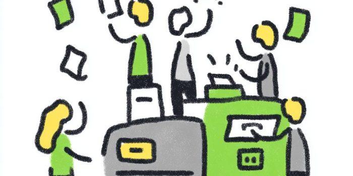 ChatGPT提示词_人们围绕大型复印机打印文件的混乱而魔幻的场景_chatgpt会员有什么用缩略图