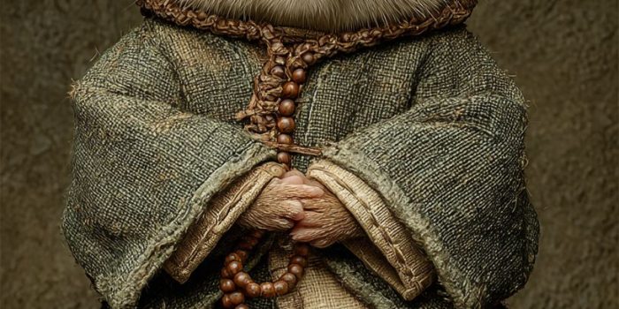 ChatGPT提示词_可爱的小松鼠穿着和尚衣，坐着打坐，佩戴佛珠，展现古风气息_chatgpt在线版缩略图