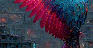 ChatGPT提示词_数字灰烬中升起的赛博凤凰，发光电路翅膀，背景是未来城市景观_chat gpt会员价格缩略图