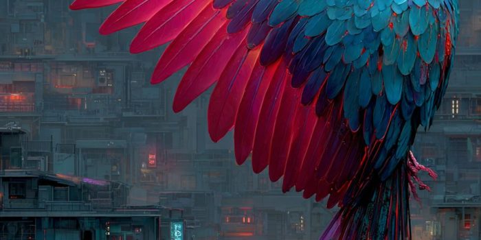 ChatGPT提示词_数字灰烬中升起的赛博凤凰，发光电路翅膀，背景是未来城市景观_chat gpt会员价格缩略图