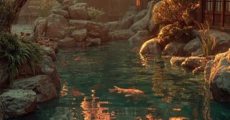 ChatGPT提示词_清晨的日本庭园，池塘中的莲花与盛开的樱花_国内如何开通gpt会员卡支付缩略图