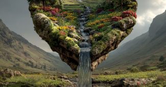 ChatGPT提示词_一颗心形的山地和草甸景观中涌出泉水，两个手在下面接水_chatgpt帐号购买缩略图