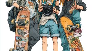 AI提示词_三位15岁的日本女性滑板手在快乐地滑板_chatgpt会员多少钱一年缩略图