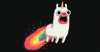 AI提示词_一只白色的拉马，拥有彩虹尾巴和角，在《探险时间》的动画风格中，正用嘴里吐火飞翔_chatgpt在线试用缩略图