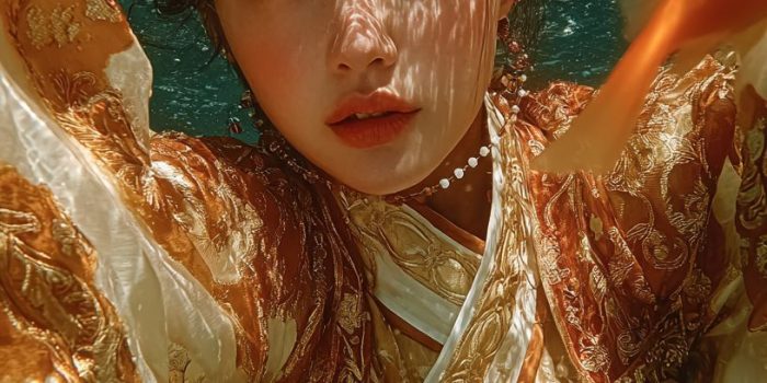 ChatGPT提示词_一位美丽的年轻中国女孩穿着古代汉服，在神秘的水下宫殿中优雅地行走，目光注视着镜头_chatgpt5.1 科研级缩略图