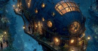 ChatGPT提示词_一艘蒸汽朋克潜水艇在发光的深海沟壑中探险_chatgpt官网中文版4.0缩略图