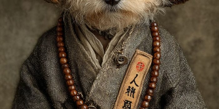 ChatGPT提示词_小狗坐着穿着僧衣和竹帽_怎么获取chatgptplus缩略图