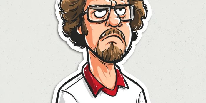 ChatGPT提示词_纳波仑·戴拿派特的卡通插图，眼睛翻白，穿着红领白T恤_chatgpt4.0官网缩略图