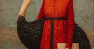 ChatGPT提示词_一位长颈的女人怀抱鸵鸟_chatgpt会员值得买吗缩略图