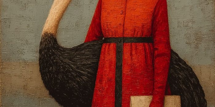 ChatGPT提示词_一位长颈的女人怀抱鸵鸟_chatgpt会员值得买吗缩略图