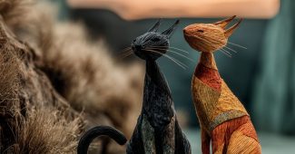 ChatGPT提示词_一只瘦黑猫和一只红棕色的孟加拉猫在淡绿色舞台上，分享一个温馨的瞬间_chatgpt5.2多少钱缩略图