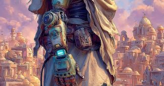 ChatGPT提示词_一个后末世战士在破败的沙漠城市中_chatgpt官网网页版缩略图