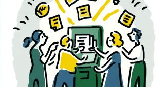 AI提示词_人们围着一台大型复印机打印和复印文件_gpt会员充值缩略图