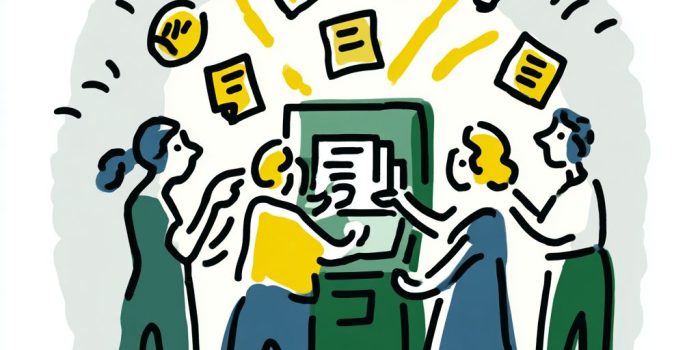 ChatGPT提示词_人们围着一台大型复印机打印和复印文件_gpt会员充值缩略图