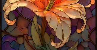 ChatGPT提示词_温暖色调背景的百合彩绘玻璃_chatgpt官网中文版4.0缩略图