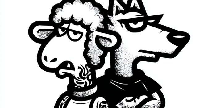 Ai提示词_一个时髦的羊和一只胖狼的黑白logo_chatgpt网页版本缩略图