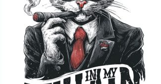 ai提示词_一只穿着黑色西装红色领带的猫，嘴里叼着雪茄，带着太阳镜展现出邪魅微笑，标题为‘在我的反派时代’_chatgpt会员激活码缩略图