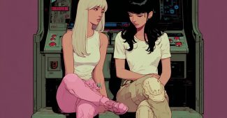 AI提示词_一位金发女孩与另一位穿白衬衫的女孩坐在街机前_chatgpt在线版网页缩略图