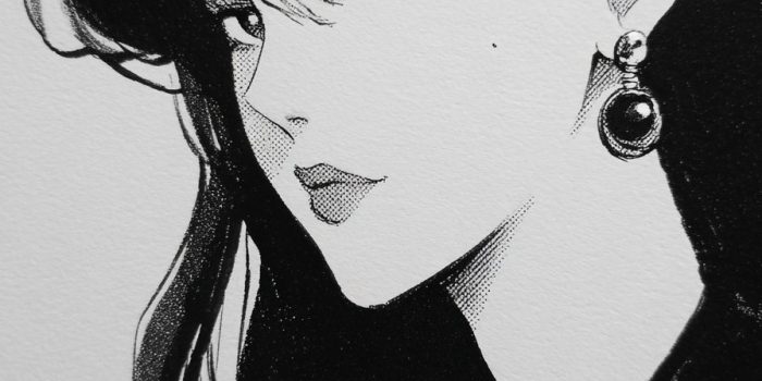 Ai提示词_创作一幅灵感来自于1987年导演香野清作的《魔城》中的插画，表现出一位美丽模特的傲慢神情，配以锐利、严峻的眼神和优雅的高端时尚姿态，耳朵上佩戴耳环_国内如何买gpt会员卡便宜点缩略图