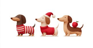 AI提示词_这是一幅可爱的插画，描绘了三只腊肠犬的运动主题_gpt会员多少钱缩略图