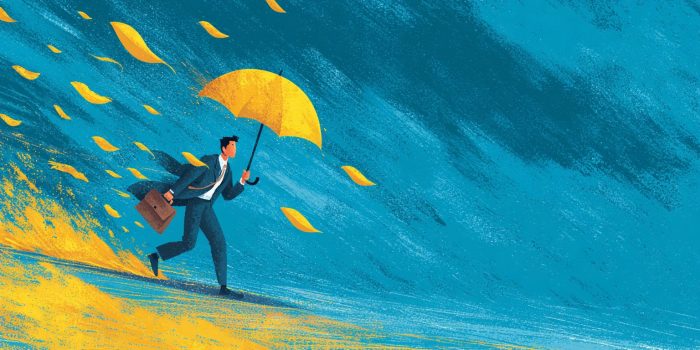 AI提示词_年轻亚洲商人撑着伞在风雨中艰难前行_国内如何买gpt会员缩略图