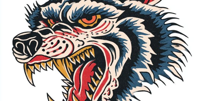 Ai提示词_传统美国风格的攻击性狼头纹身_人工智能chatgpt5.0缩略图