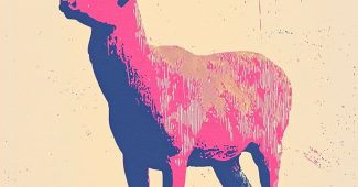 AI提示词_这幅Risograph印刷品描绘了一只可爱的粉蓝色鹿，头仰起，采用大胆的块状印刷和简约的线条风格_chatgpt在线版网页缩略图