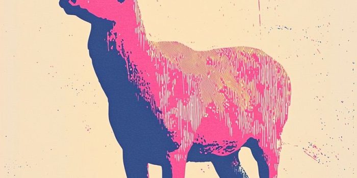 AI提示词_这幅Risograph印刷品描绘了一只可爱的粉蓝色鹿，头仰起，采用大胆的块状印刷和简约的线条风格_chatgpt在线版网页缩略图