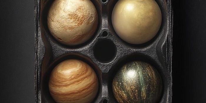 Ai提示词_一个展览风格的黑色蛋盒，上面有太阳和九大行星的艺术表现_chatgpt5多少钱缩略图