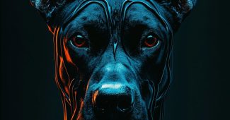 AI提示词_一本现代简约风格的黑狗图书封面，焦点是大罗威纳犬的面孔_chatgpt会员费多少钱缩略图