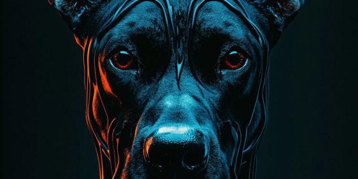 AI提示词_一本现代简约风格的黑狗图书封面，焦点是大罗威纳犬的面孔_chatgpt会员费多少钱缩略图