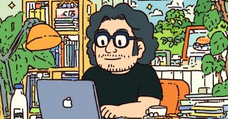 Ai提示词_一位中年亚洲男性在办公室使用MacBook，桌上有牛奶瓶和三明治_chatgpt会员共享多少钱缩略图