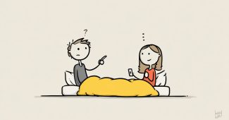 Ai提示词_一男一女坐在床上，男人指着女人的手机，女人在持手机_苹果手机购买gpt会员怎么用缩略图