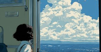 AI提示词_女孩坐在地铁上，一手拿着书包，一手望向海面上的鱼，营造出动漫风格场景_chatgpt人工智能在线网页缩略图