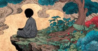 Ai提示词_一位美丽的黑肤金发女性在悬崖上冥想_chatgpt5.0可以用吗缩略图