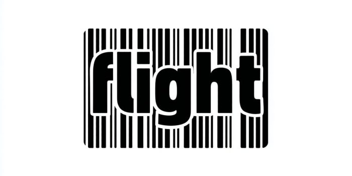 Ai提示词_电影《飞行》的黑色矢量logo，象征逃离、自由与机会，设计成机票上的条形码样式，背景为纯白色_chatgpt4.0官网缩略图