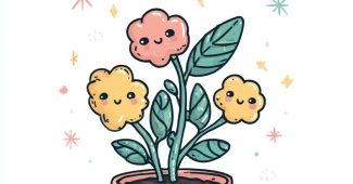 Ai提示词_一幅可爱的卡通植物从铅笔橡皮擦上生长，叶子和花朵上写着“尝试”、“学习”、“成长”_chatgpt会员费多少钱缩略图