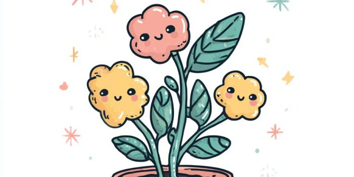 Ai提示词_一幅可爱的卡通植物从铅笔橡皮擦上生长，叶子和花朵上写着“尝试”、“学习”、“成长”_chatgpt会员费多少钱缩略图