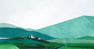 AI提示词_简单的爱尔兰风景拼贴画，绿丘远山和教堂塔尖_chatgpt4.0中文版缩略图