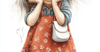 Ai提示词_打扮时尚的外婆穿着深红色裙子，展现出调皮又可爱的形象_国内如何开通gpt会员卡支付缩略图