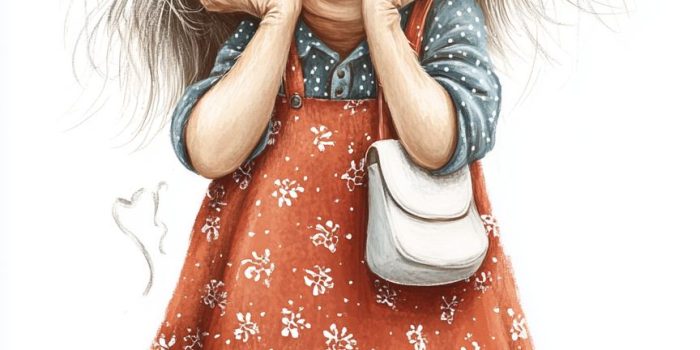 Ai提示词_打扮时尚的外婆穿着深红色裙子，展现出调皮又可爱的形象_国内如何开通gpt会员卡支付缩略图