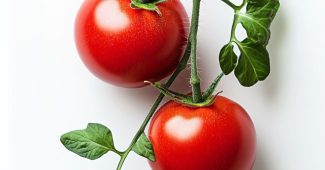 Ai提示词_一根西红柿植物的枝条上挂着两个红色西红柿和几片绿色叶子_chat gpt会员的作用缩略图