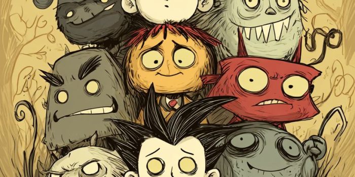 AI提示词_一幅卡通海报展示了游戏《不要饿死》中的角色，背景为简单涂鸦风格_chatgpt4.0中文版缩略图