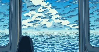 AI提示词_女孩坐在地铁上，一手拿着书包，一边注视着蓝天下漂浮的鱼群_国内如何开通gpt会员卡缩略图