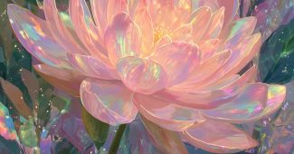 AI提示词_大型莲花与彩虹衍射图案的插图风格_chatgpt5.0缩略图