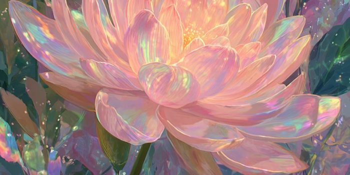 AI提示词_大型莲花与彩虹衍射图案的插图风格_chatgpt5.0缩略图