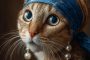Ai提示词_一只猫佩戴蓝色头巾和珍珠耳环_chatgpt会员充值缩略图