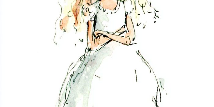 Ai提示词_一位8岁金发碧眼的小女孩穿着白色 连衣裙 连衣裙缩略图