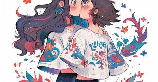 Ai提示词_帅气男孩吻可爱女孩缩略图