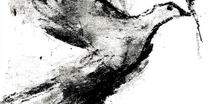 Ai提示词_一幅木刻风格的飞鸽轮廓画，嘴里叼着橄榄叶，背景为简单的白色_如何购买gpt会员缩略图